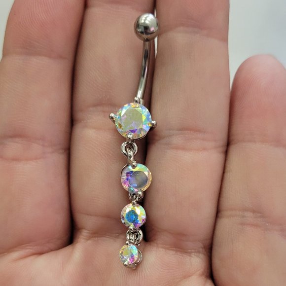 Radiant Sparkle Cascade Chandelier Belly Button Ring - Picture 3 of 3